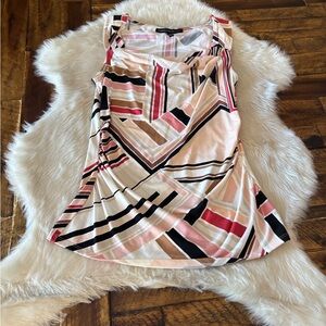 White House Black Market Geometric Blouse - Pink, Black, Cream